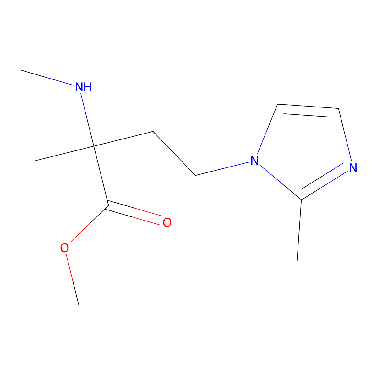 Methyl 2-methyl-4-(2-methyl-1h-imidazol-1-yl)-2-(methylamino)butanoate molecular structure, CAS 1249978-61-7