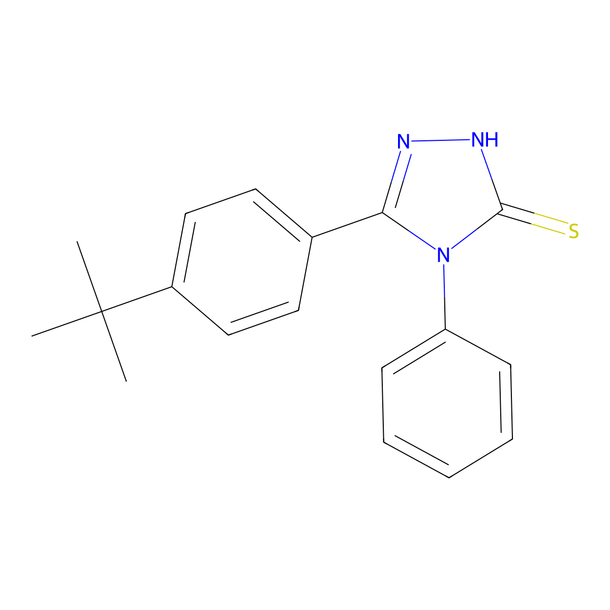 5-(4-tert-Butyl-phenyl)-4-phenyl-4H-[1,2,4]triazole-3-thiol molecular structure, CAS 124998-67-0