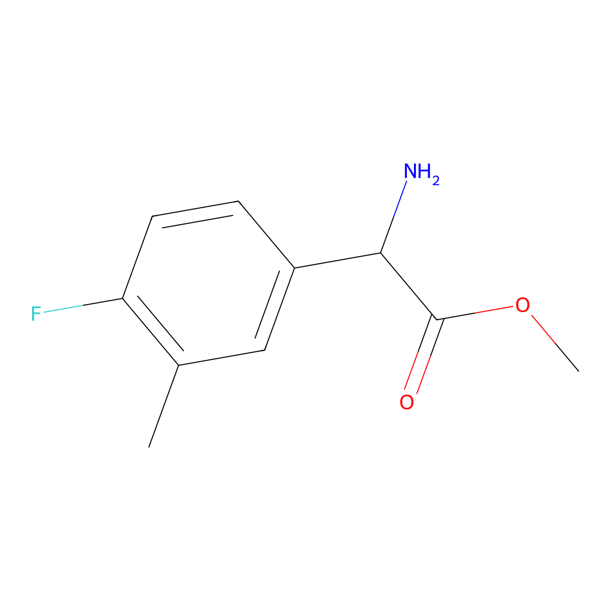 Methyl 2-amino-2-(4-fluoro-3-methylphenyl)acetate molecular structure, CAS 1249980-37-7