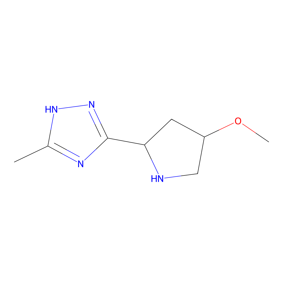 3-(4-methoxypyrrolidin-2-yl)-5-methyl-1H-1,2,4-triazole molecular structure, CAS 1249982-35-1