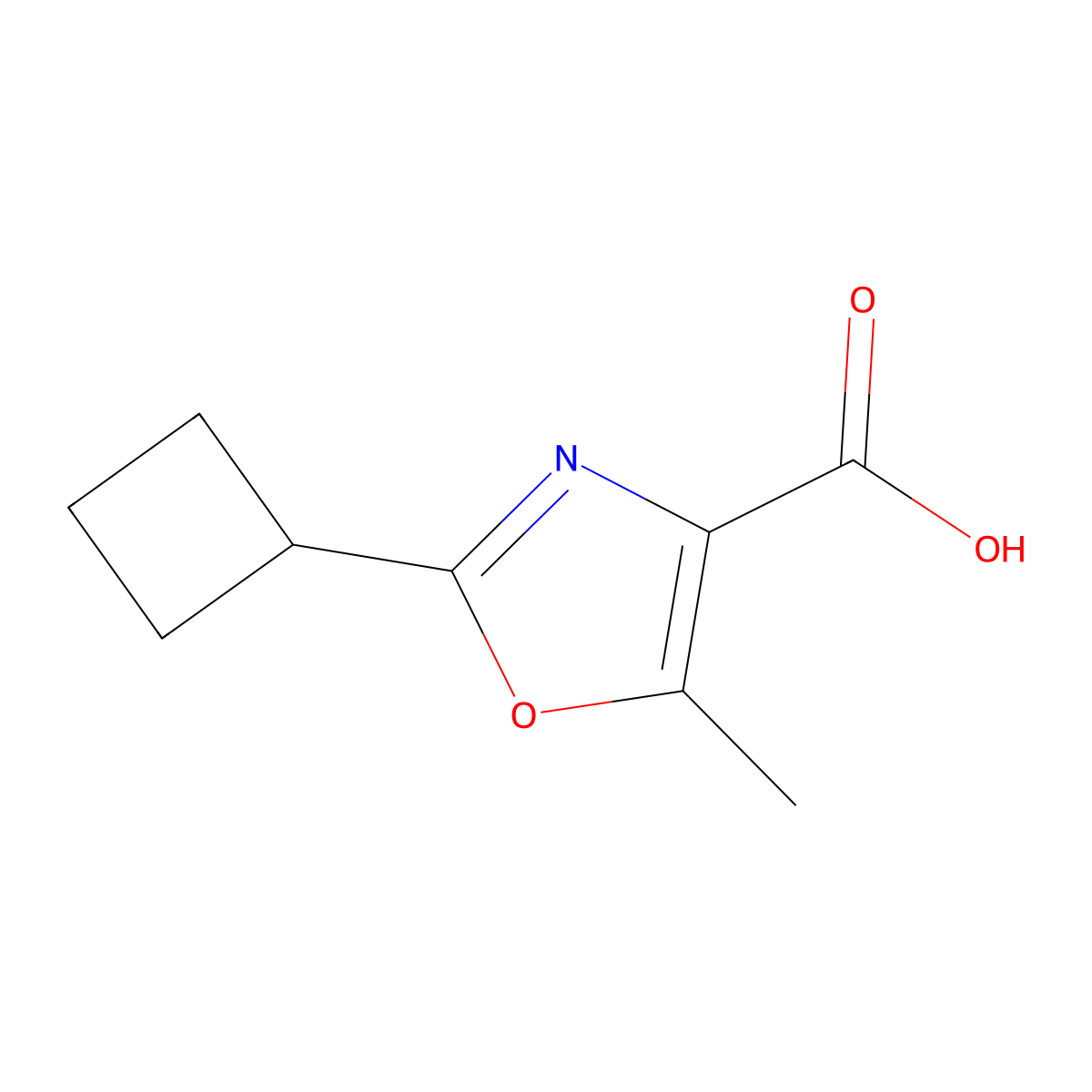 2-Cyclobutyl-5-methyl-1,3-oxazole-4-carboxylic acid molecular structure, CAS 1249982-64-6
