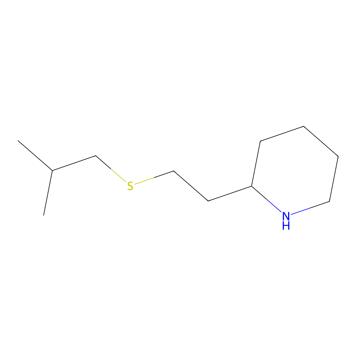 2-{2-[(2-Methylpropyl)sulfanyl]ethyl}piperidine molecular structure, CAS 1249984-04-0