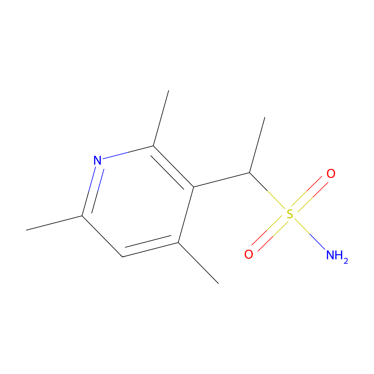 1-(2,4,6-Trimethylpyridin-3-yl)ethane-1-sulfonamide molecular structure, CAS 1249988-09-7