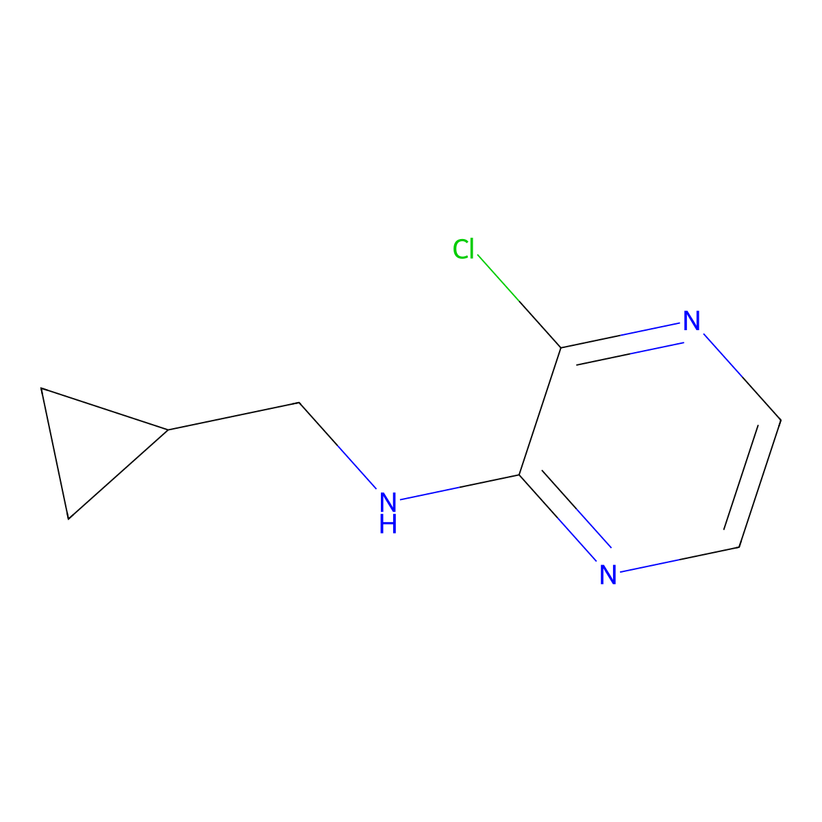 3-chloro-N-(cyclopropylmethyl)pyrazin-2-amine molecular structure, CAS 1249992-05-9