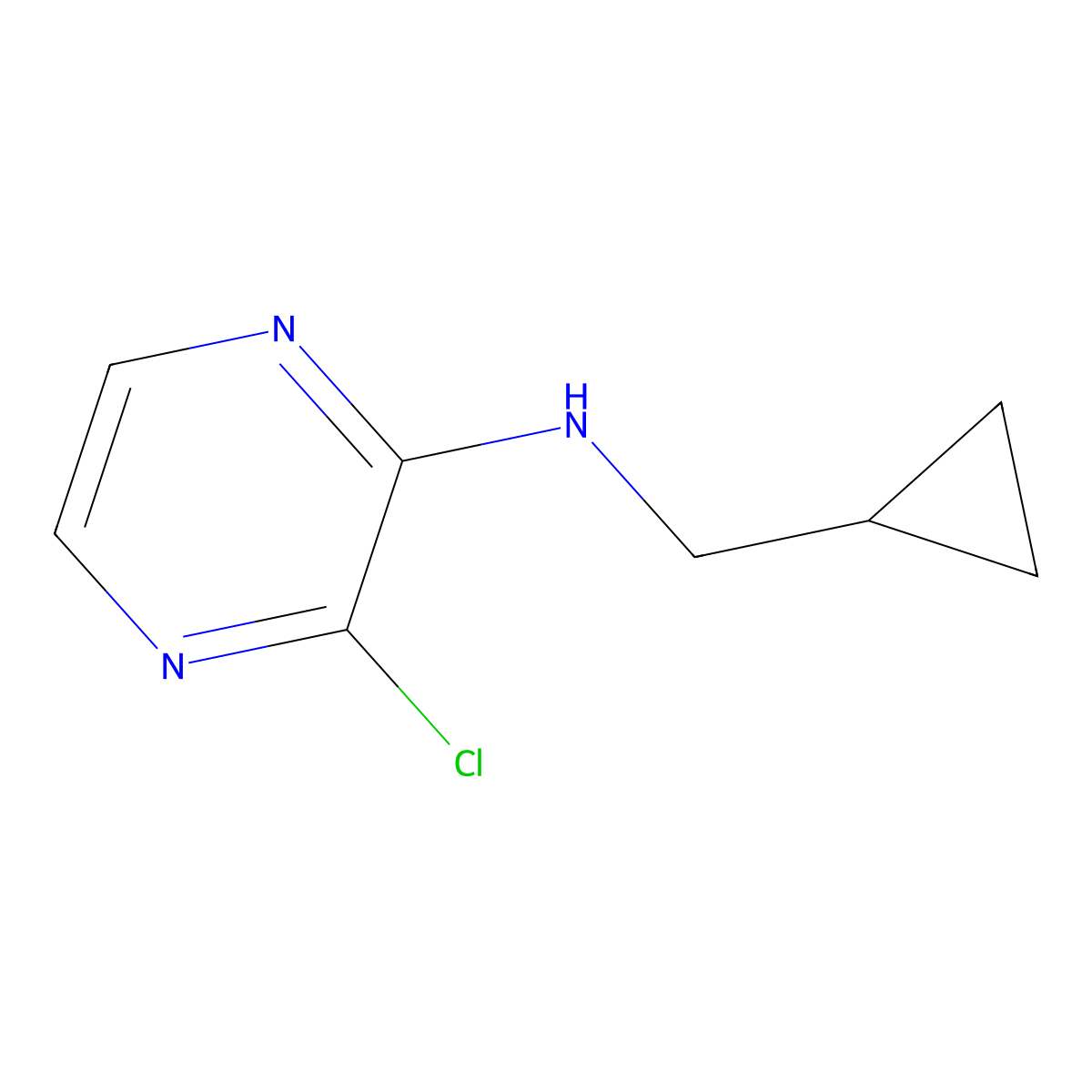 3-chloro-N-(cyclopropylmethyl)pyrazin-2-amine molecular structure, CAS 1249992-05-9