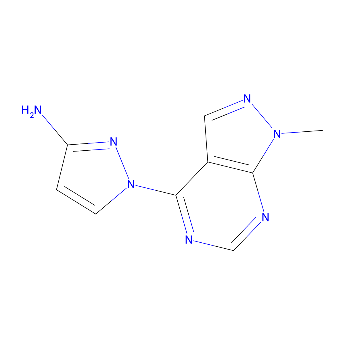 1-{1-methyl-1H-pyrazolo[3,4-d]pyrimidin-4-yl}-1H-pyrazol-3-amine molecular structure, CAS 1249992-26-4