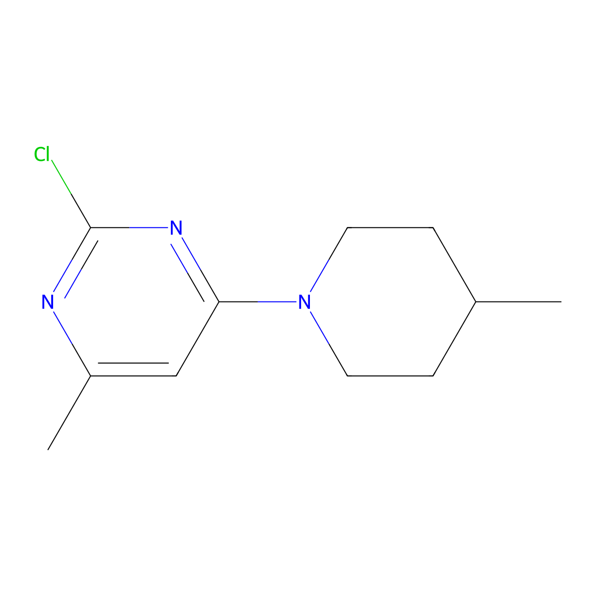 2-Chloro-4-methyl-6-(4-methylpiperidin-1-yl)pyrimidine molecular structure, CAS 1249996-41-5