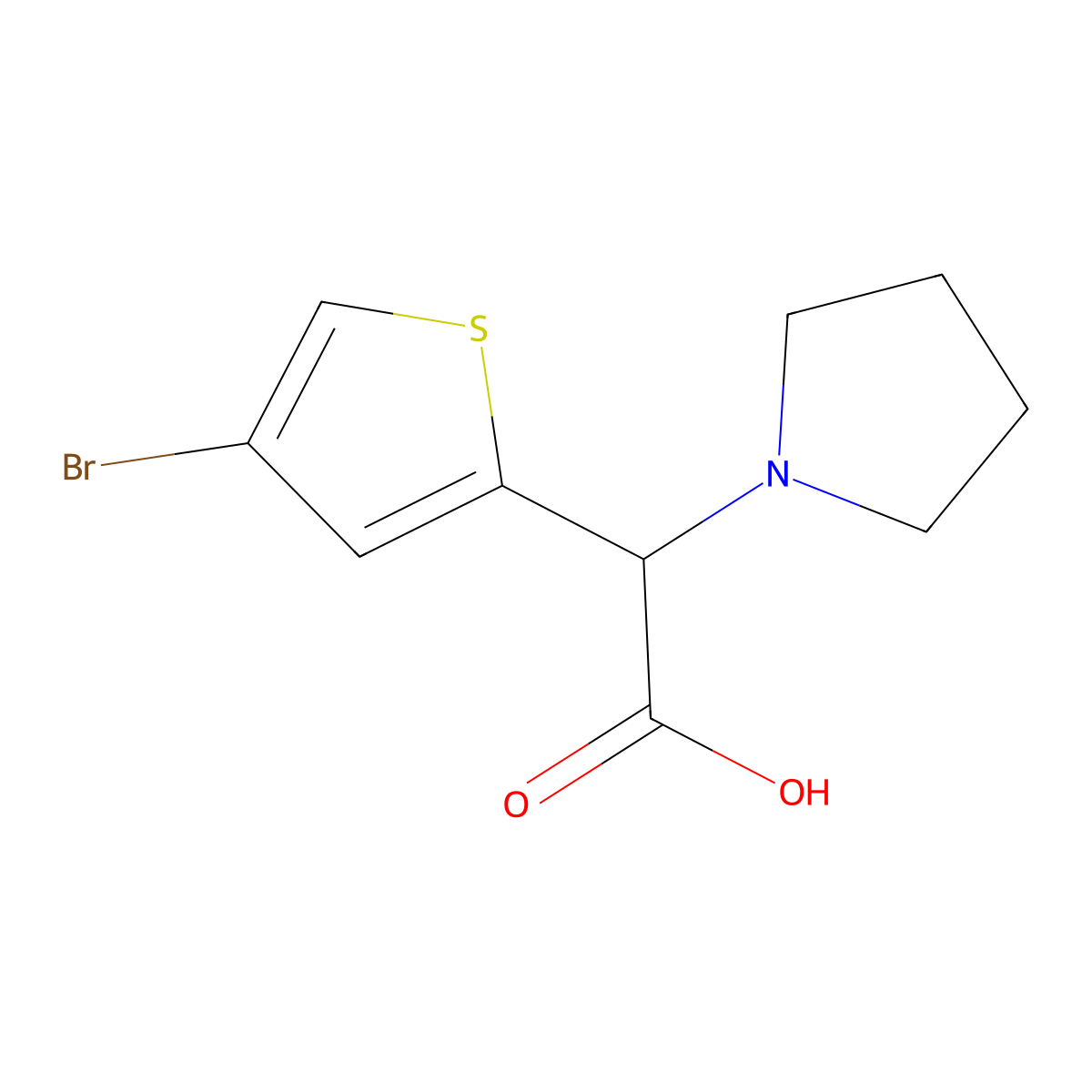 (4-Bromo-2-thienyl)(pyrrolidin-1-yl)acetic acid hydrochloride molecular structure, CAS 1249997-23-6