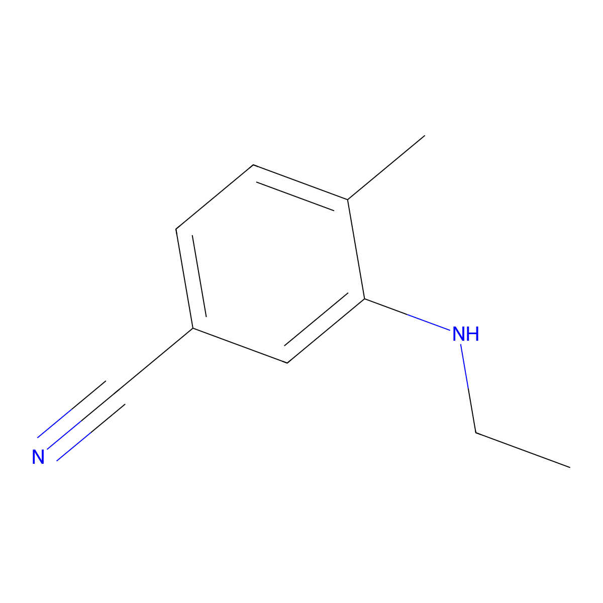 3-(Ethylamino)-4-methylbenzonitrile molecular structure, CAS 1249998-40-0