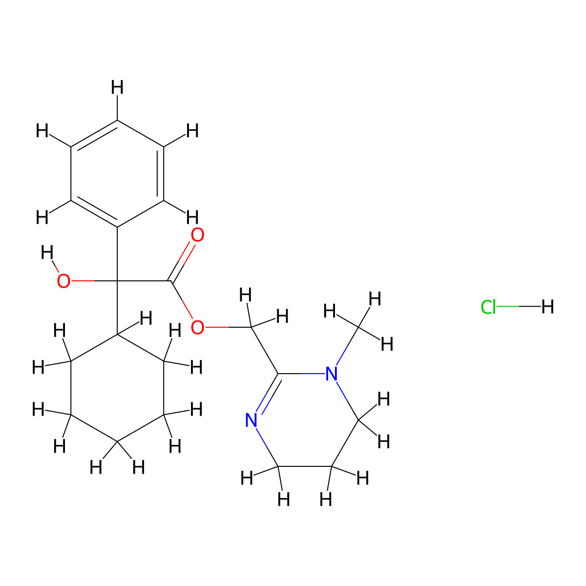 Oxyphencyclimine Hydrochloride molecular structure, CAS 125-52-0
