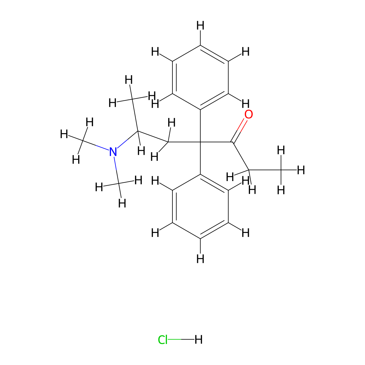 Methadone Hydrochloride molecular structure, CAS 125-56-4