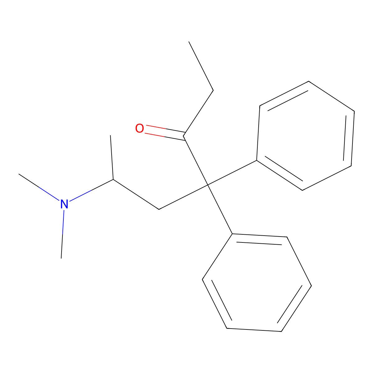 Levomethadone molecular structure, CAS 125-58-6