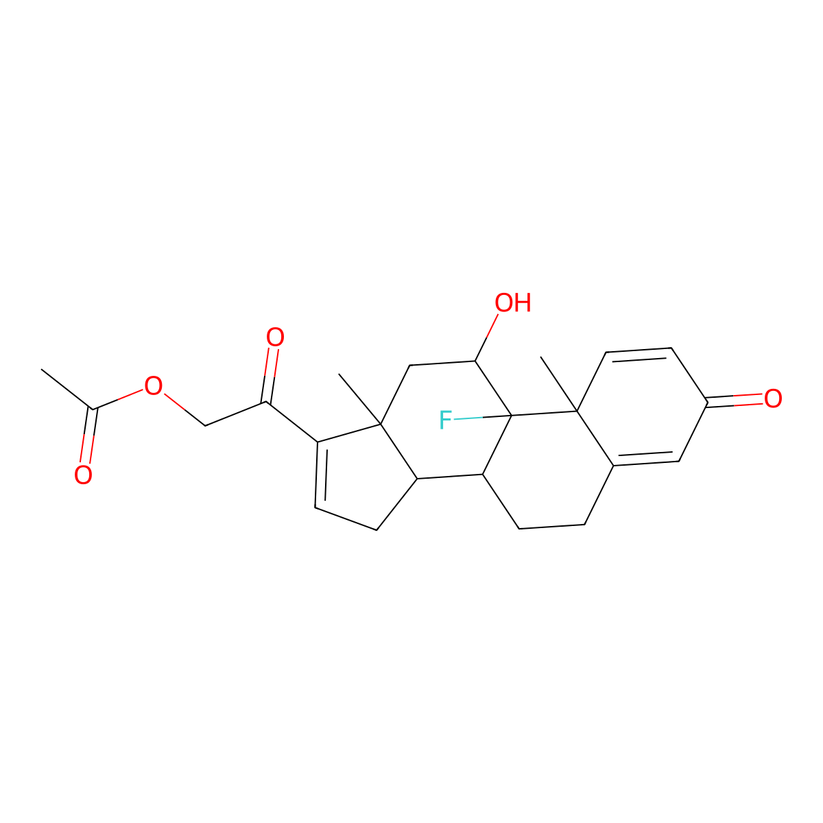 9-Fluoro-11beta,21-dihydroxypregna-1,4,16-triene-3,20-dione 21-acetate molecular structure, CAS 1250-85-7
