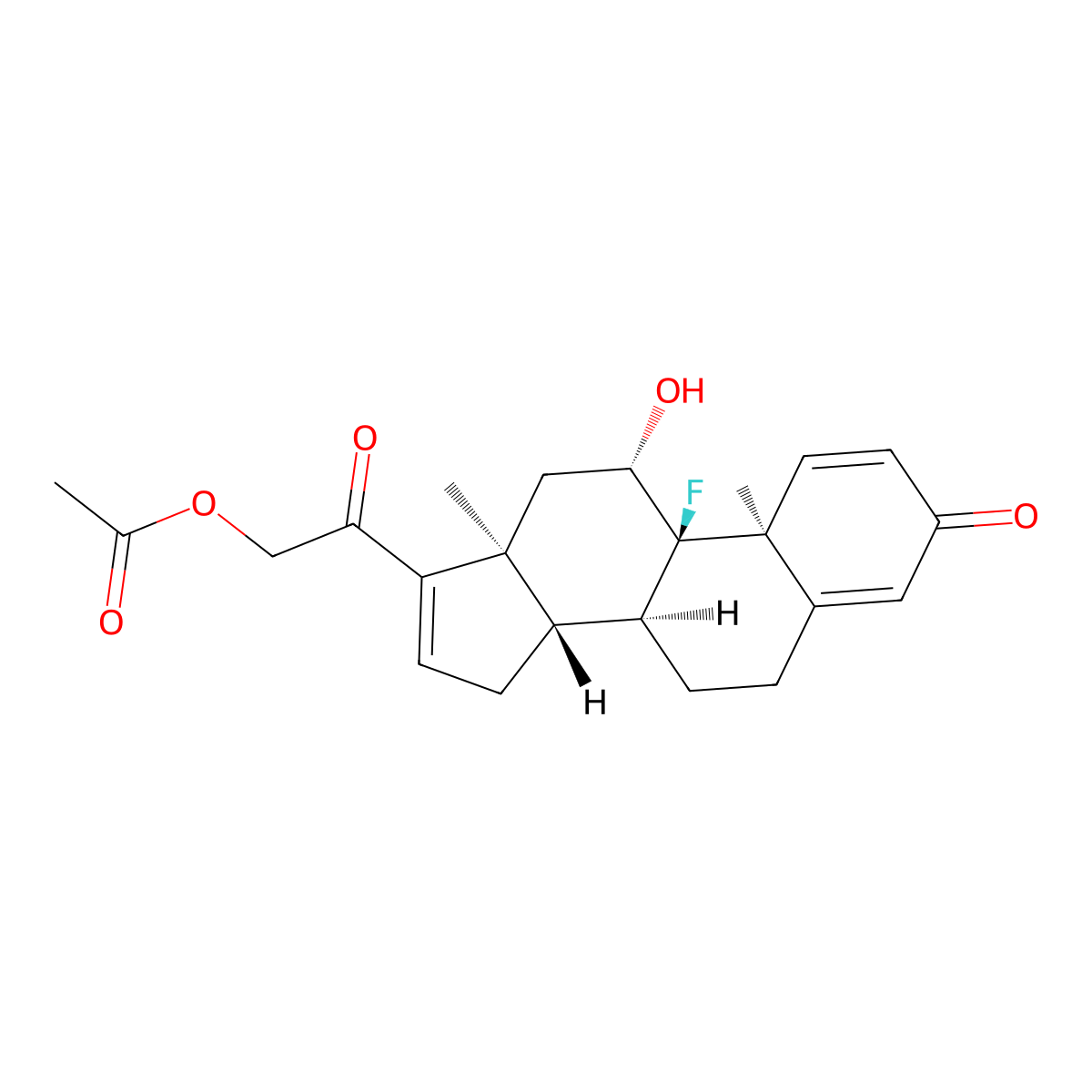 9-Fluoro-11beta,21-dihydroxypregna-1,4,16-triene-3,20-dione 21-acetate molecular structure, CAS 1250-85-7