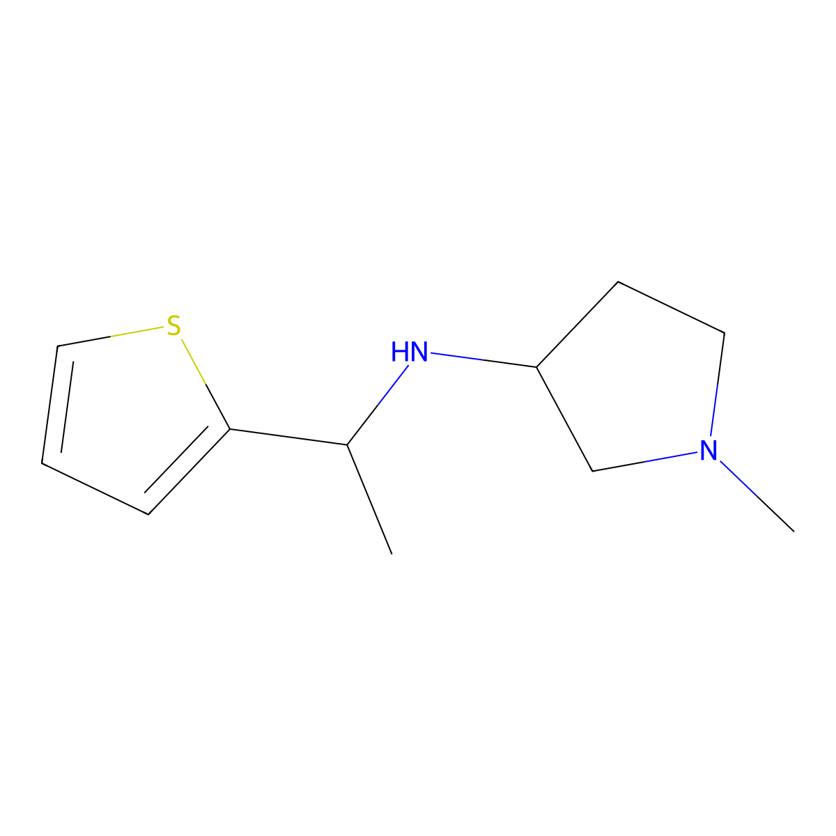 1-methyl-N-[1-(thiophen-2-yl)ethyl]pyrrolidin-3-amine molecular structure, CAS 1250000-88-4