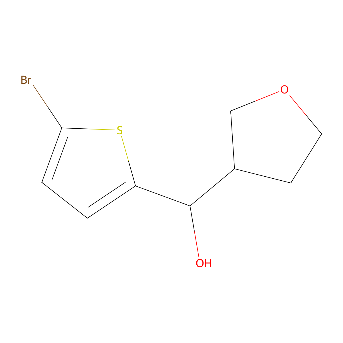 (5-Bromothiophen-2-yl)(oxolan-3-yl)methanol molecular structure, CAS 1250002-49-3