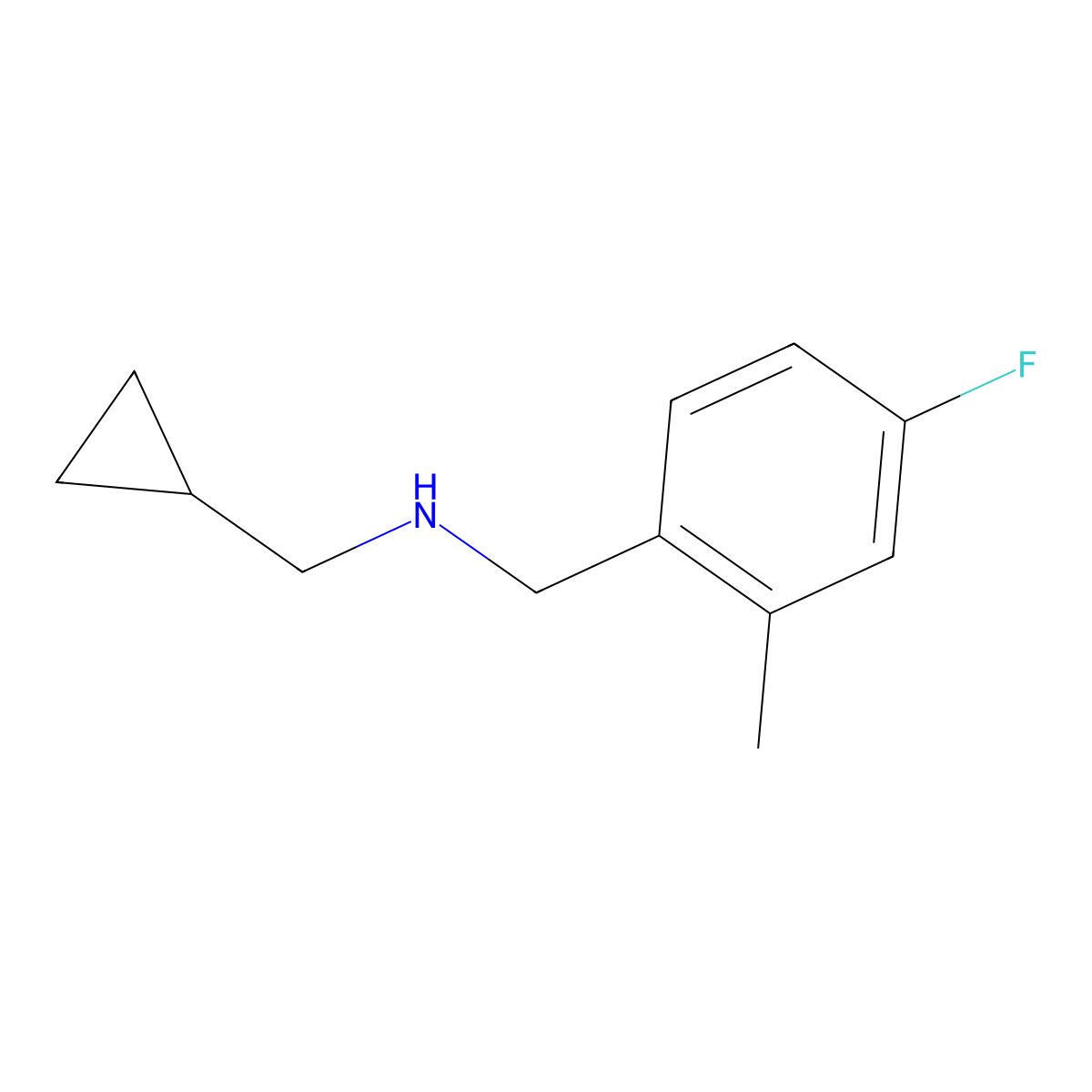 (Cyclopropylmethyl)[(4-fluoro-2-methylphenyl)methyl]amine molecular structure, CAS 1250003-06-5