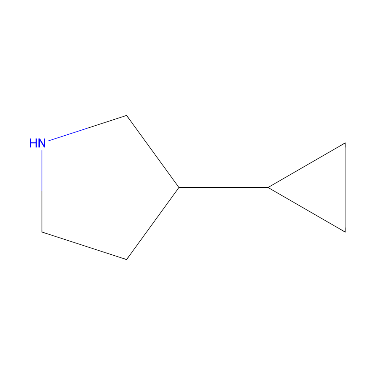 3-Cyclopropylpyrrolidine molecular structure, CAS 1250004-31-9