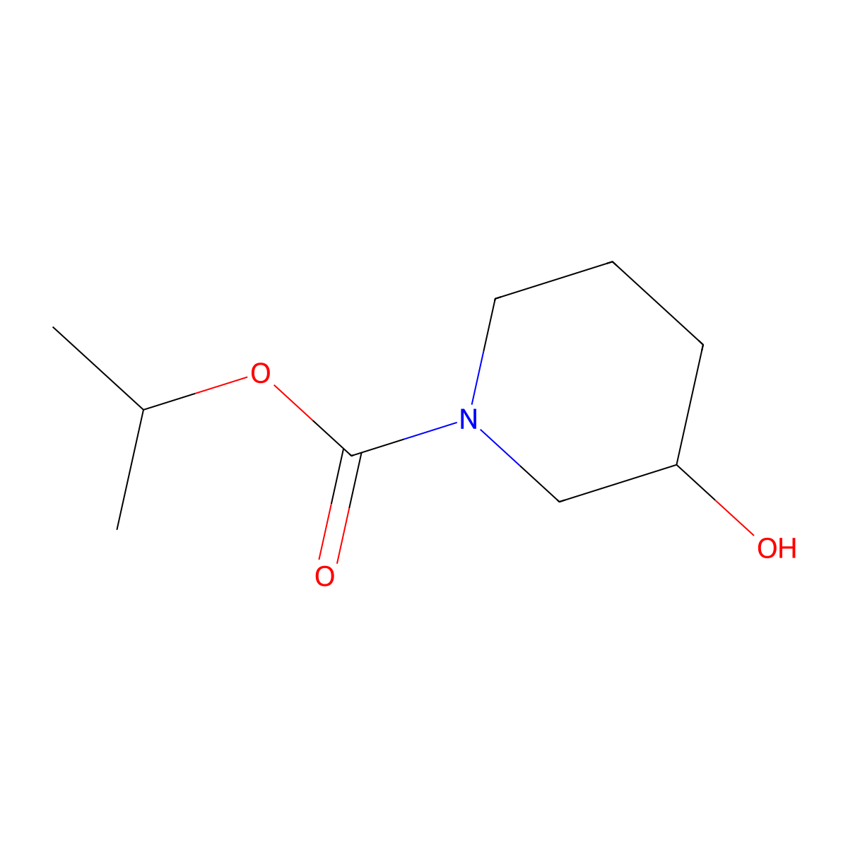 Propan-2-yl 3-hydroxypiperidine-1-carboxylate molecular structure, CAS 1250007-16-9