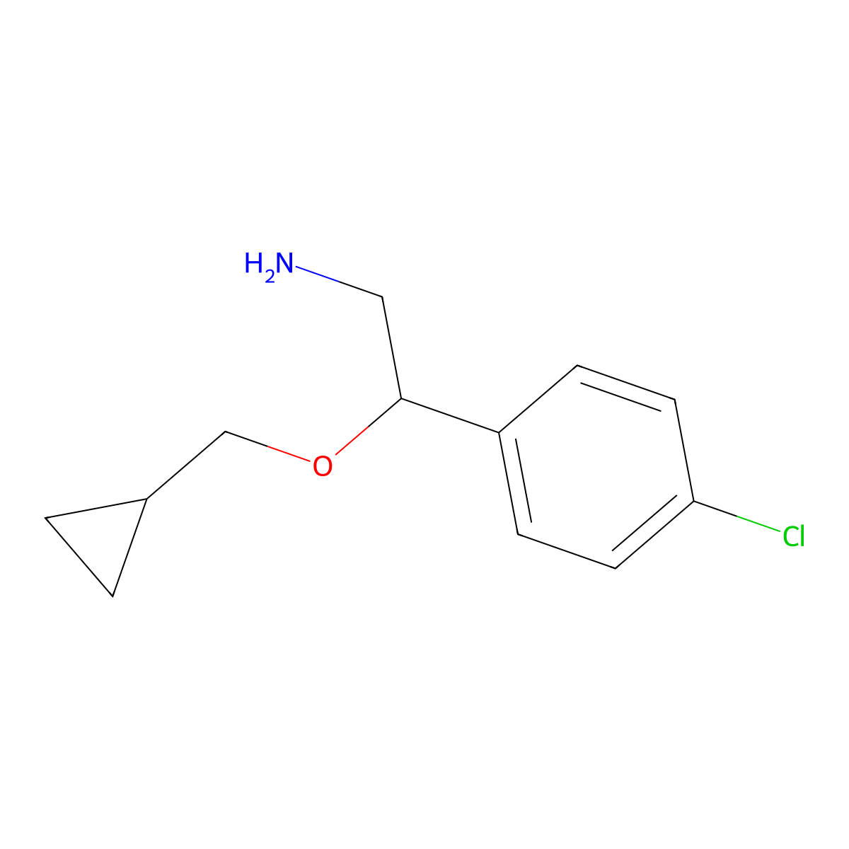 2-(4-Chlorophenyl)-2-(cyclopropylmethoxy)ethan-1-amine molecular structure, CAS 1250007-47-6