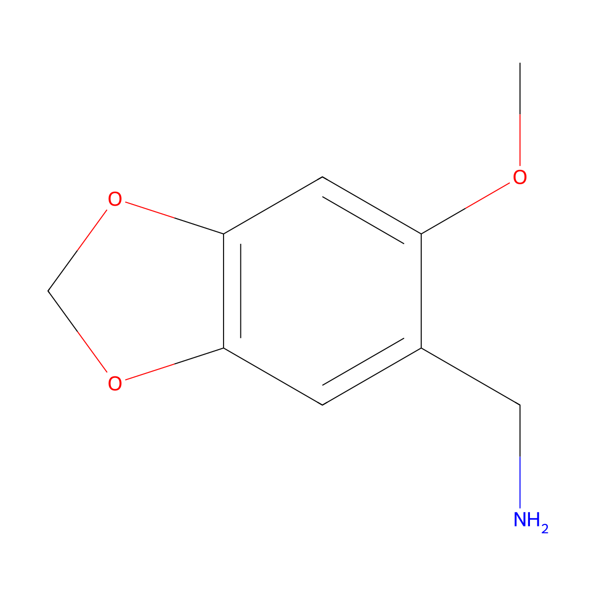 (6-Methoxybenzo[d][1,3]dioxol-5-yl)methanamine molecular structure, CAS 1250007-67-0