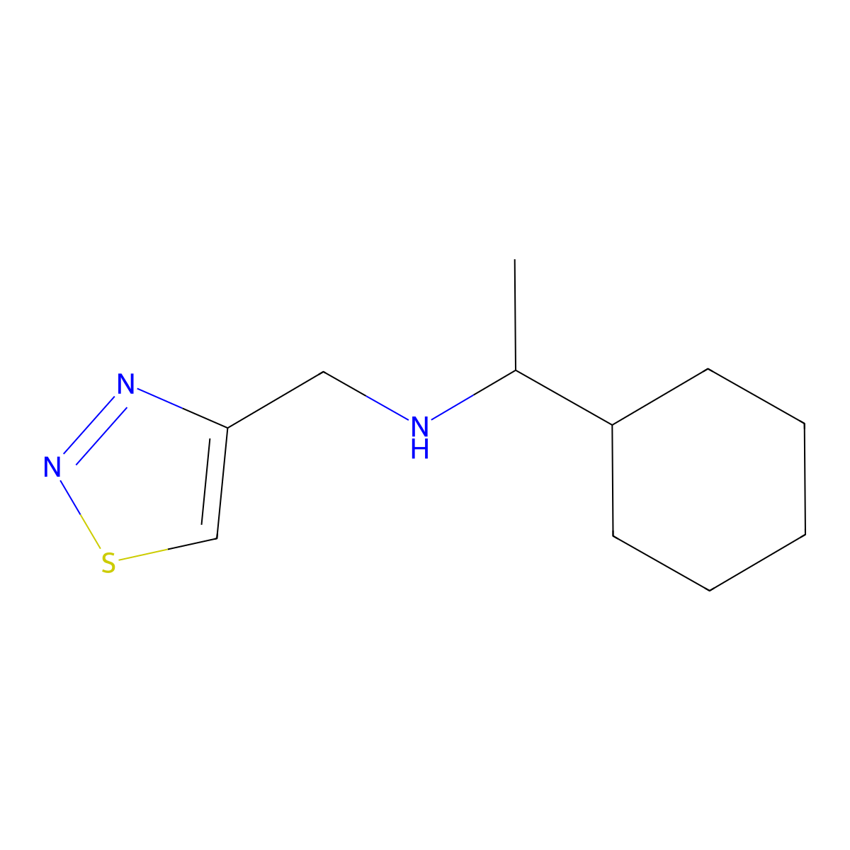 (1-Cyclohexylethyl)[(1,2,3-thiadiazol-4-yl)methyl]amine molecular structure, CAS 1250010-07-1