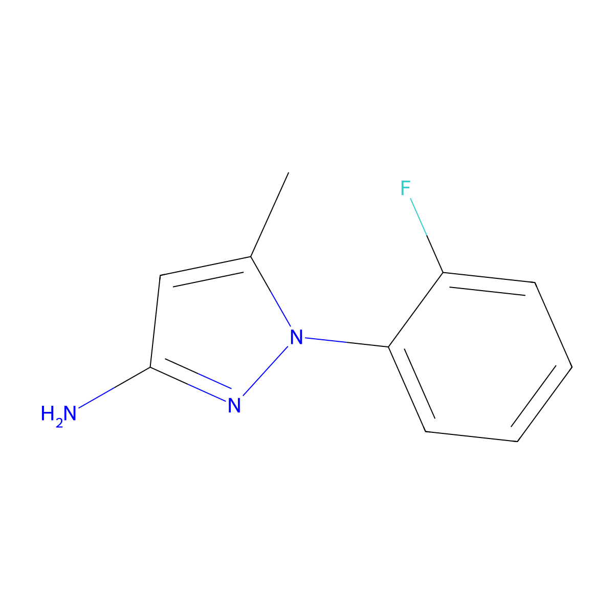 1-(2-Fluorophenyl)-5-methyl-1H-pyrazol-3-amine molecular structure, CAS 1250013-61-6