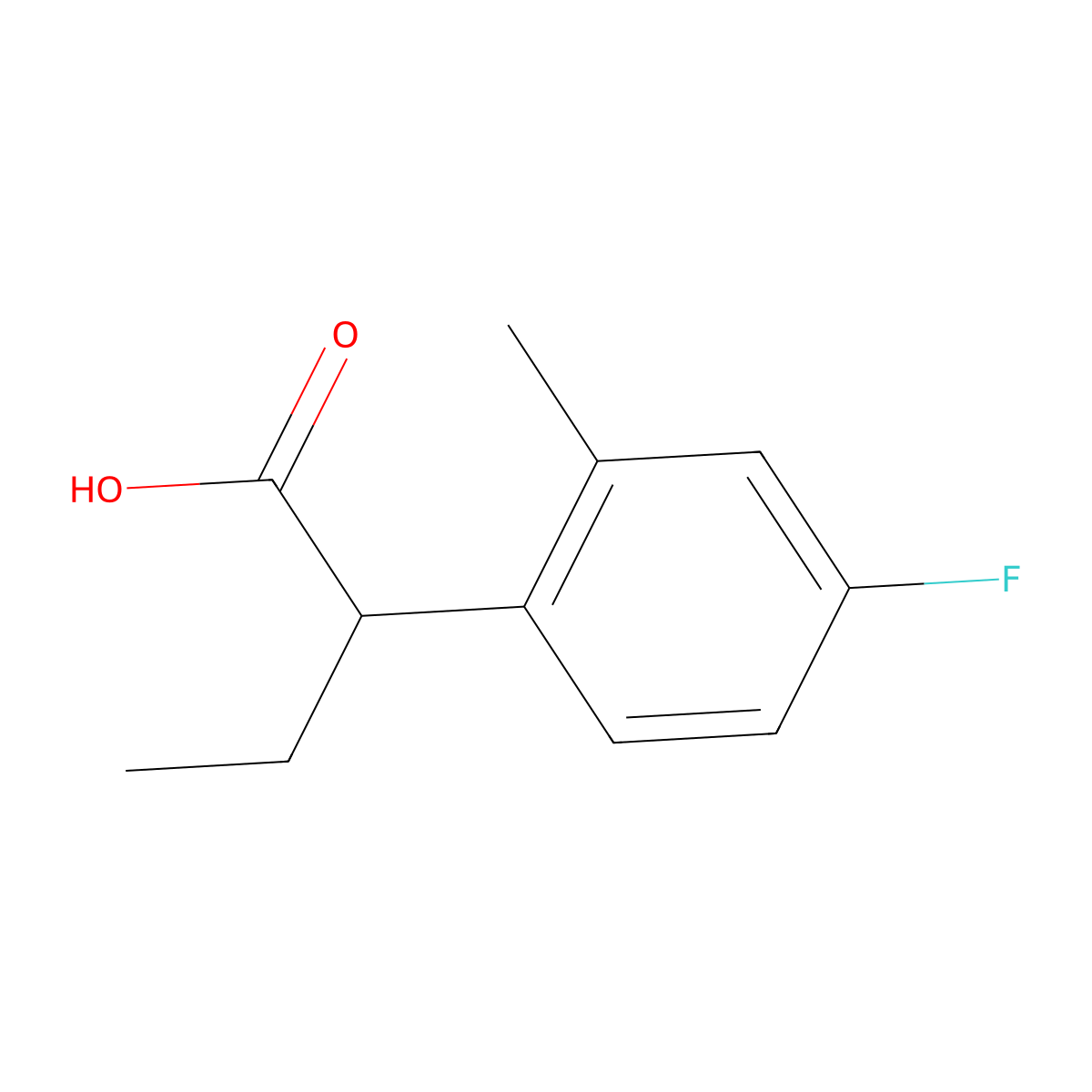 2-(4-Fluoro-2-methylphenyl)butanoic acid molecular structure, CAS 1250015-25-8
