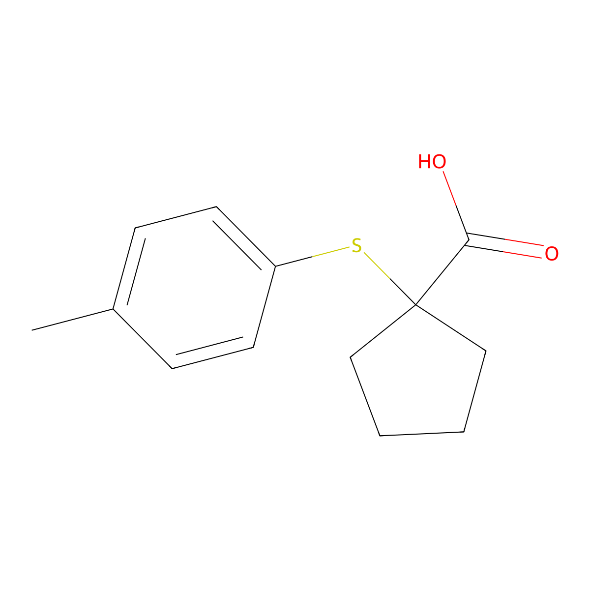 1-[(4-Methylphenyl)sulfanyl]cyclopentane-1-carboxylic acid molecular structure, CAS 1250016-34-2