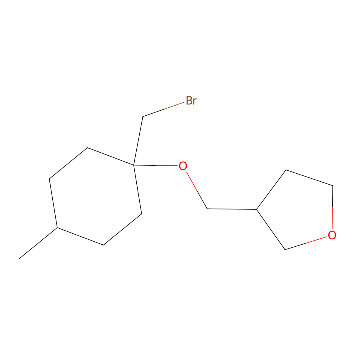 3-({[1-(Bromomethyl)-4-methylcyclohexyl]oxy}methyl)oxolane molecular structure, CAS 1250016-50-2