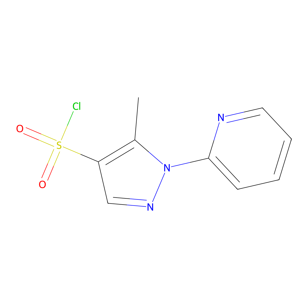 5-methyl-1-(pyridin-2-yl)-1H-pyrazole-4-sulfonyl chloride molecular structure, CAS 1250017-62-9