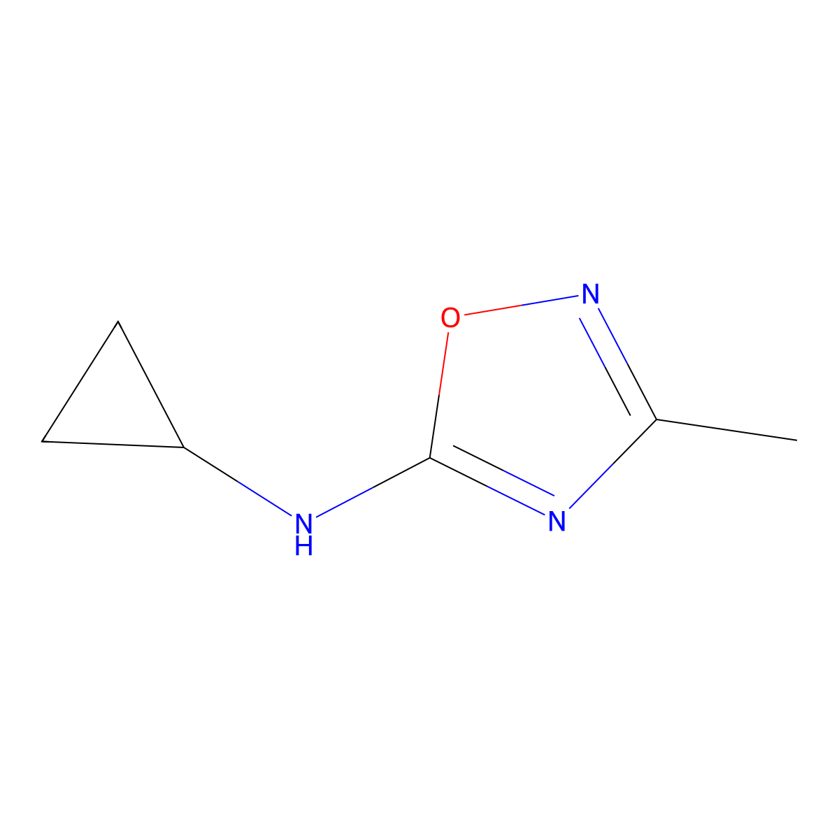 N-cyclopropyl-3-methyl-1,2,4-oxadiazol-5-amine molecular structure, CAS 1250022-33-3