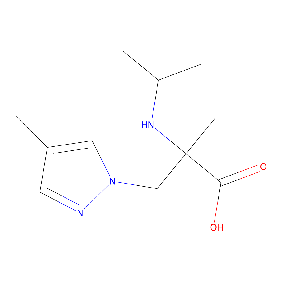 2-(Isopropylamino)-2-methyl-3-(4-methyl-1h-pyrazol-1-yl)propanoic acid molecular structure, CAS 1250024-14-6