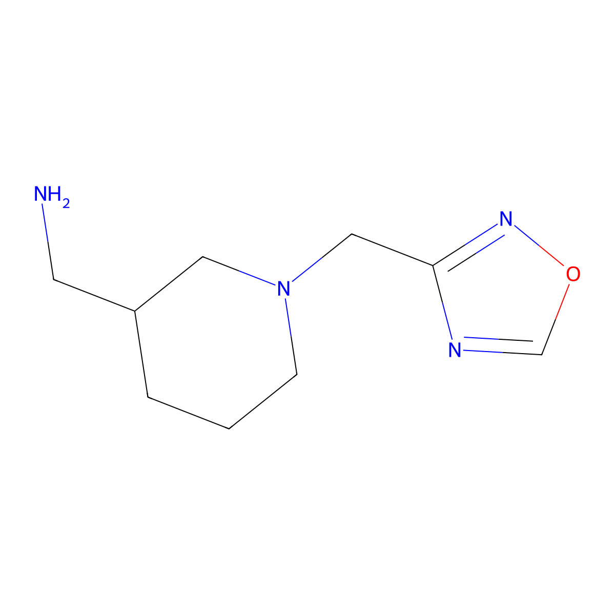 {1-[(1,2,4-Oxadiazol-3-yl)methyl]piperidin-3-yl}methanamine molecular structure, CAS 1250024-35-1