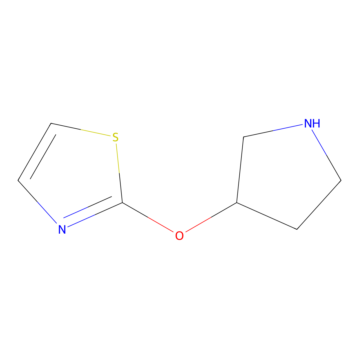 2-(Pyrrolidin-3-yloxy)-1,3-thiazole molecular structure, CAS 1250024-57-7