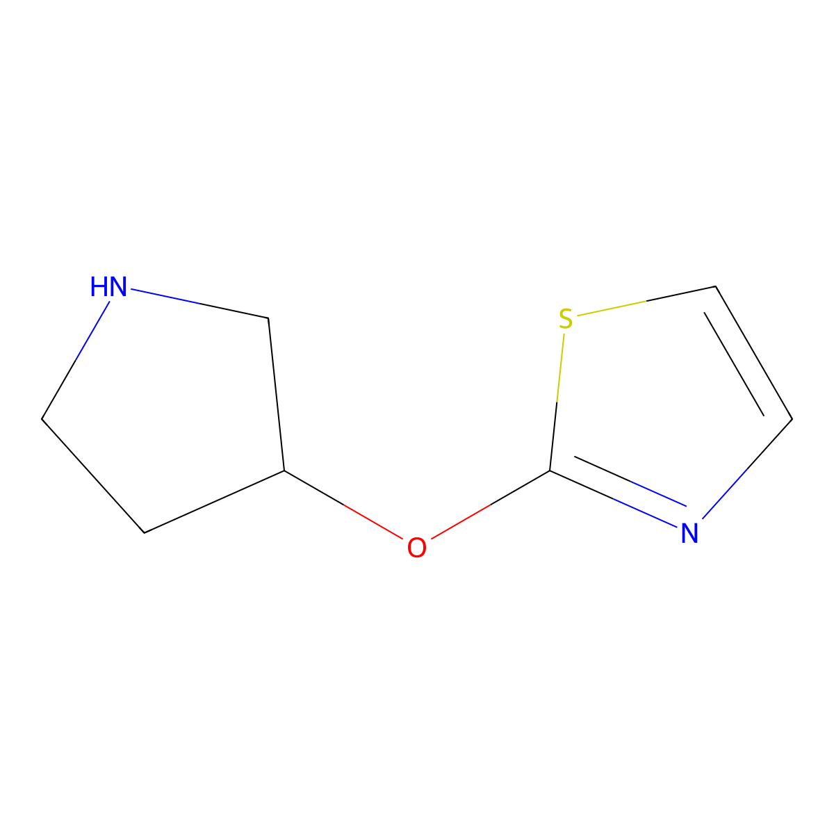 2-(Pyrrolidin-3-yloxy)-1,3-thiazole molecular structure, CAS 1250024-57-7