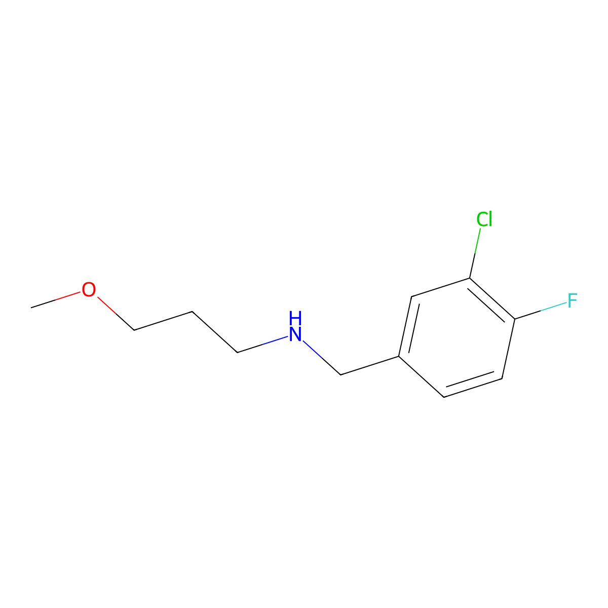 [(3-Chloro-4-fluorophenyl)methyl](3-methoxypropyl)amine molecular structure, CAS 1250025-61-6