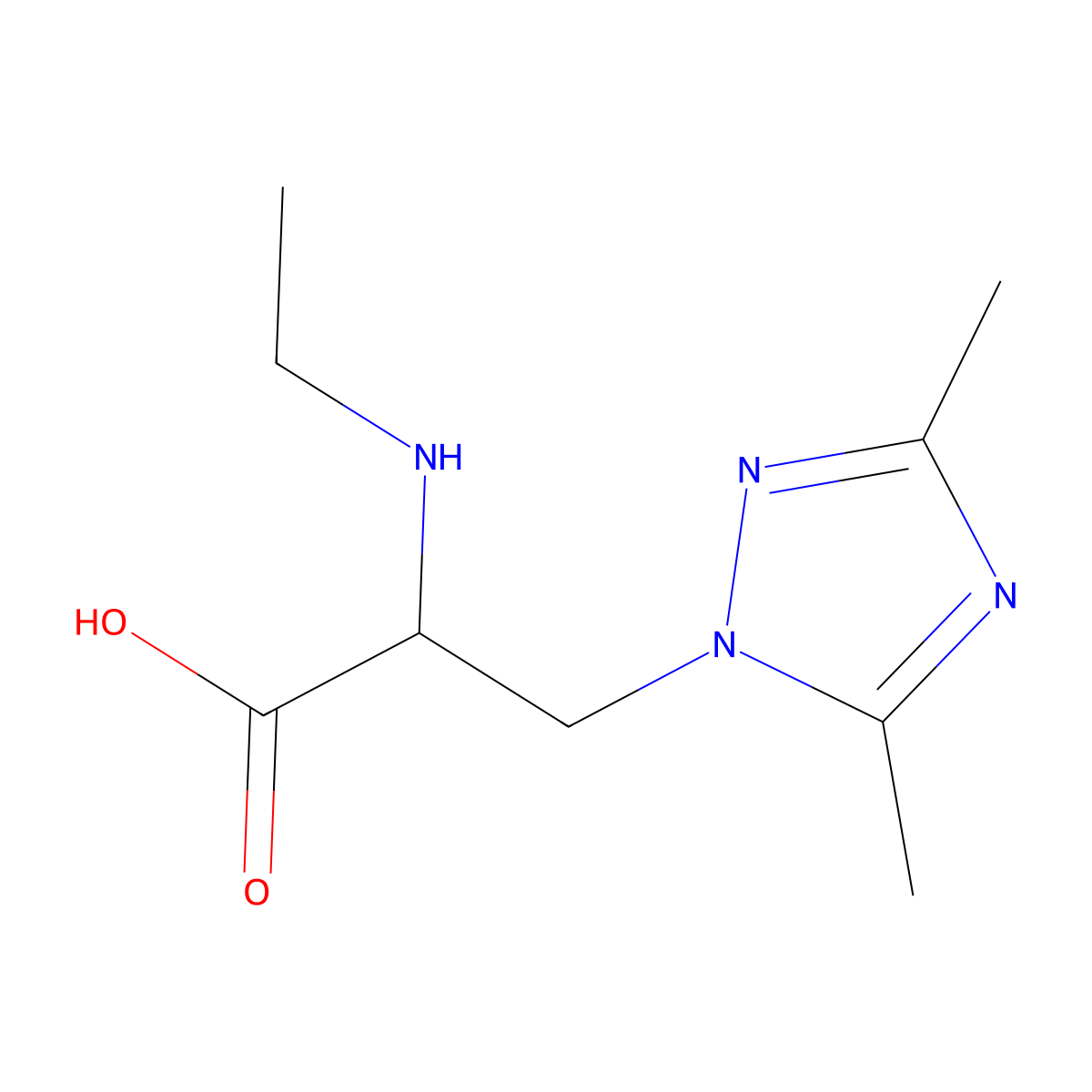3-(dimethyl-1H-1,2,4-triazol-1-yl)-2-(ethylamino)propanoic acid molecular structure, CAS 1250027-39-4