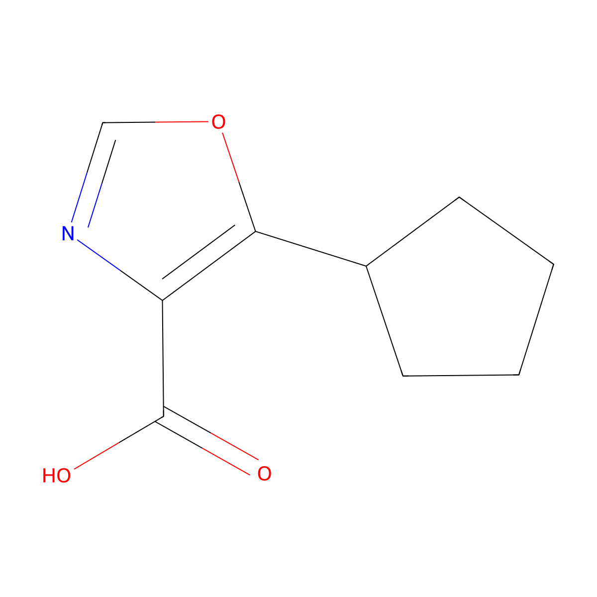 5-Cyclopentyloxazole-4-carboxylic acid molecular structure, CAS 1250027-79-2