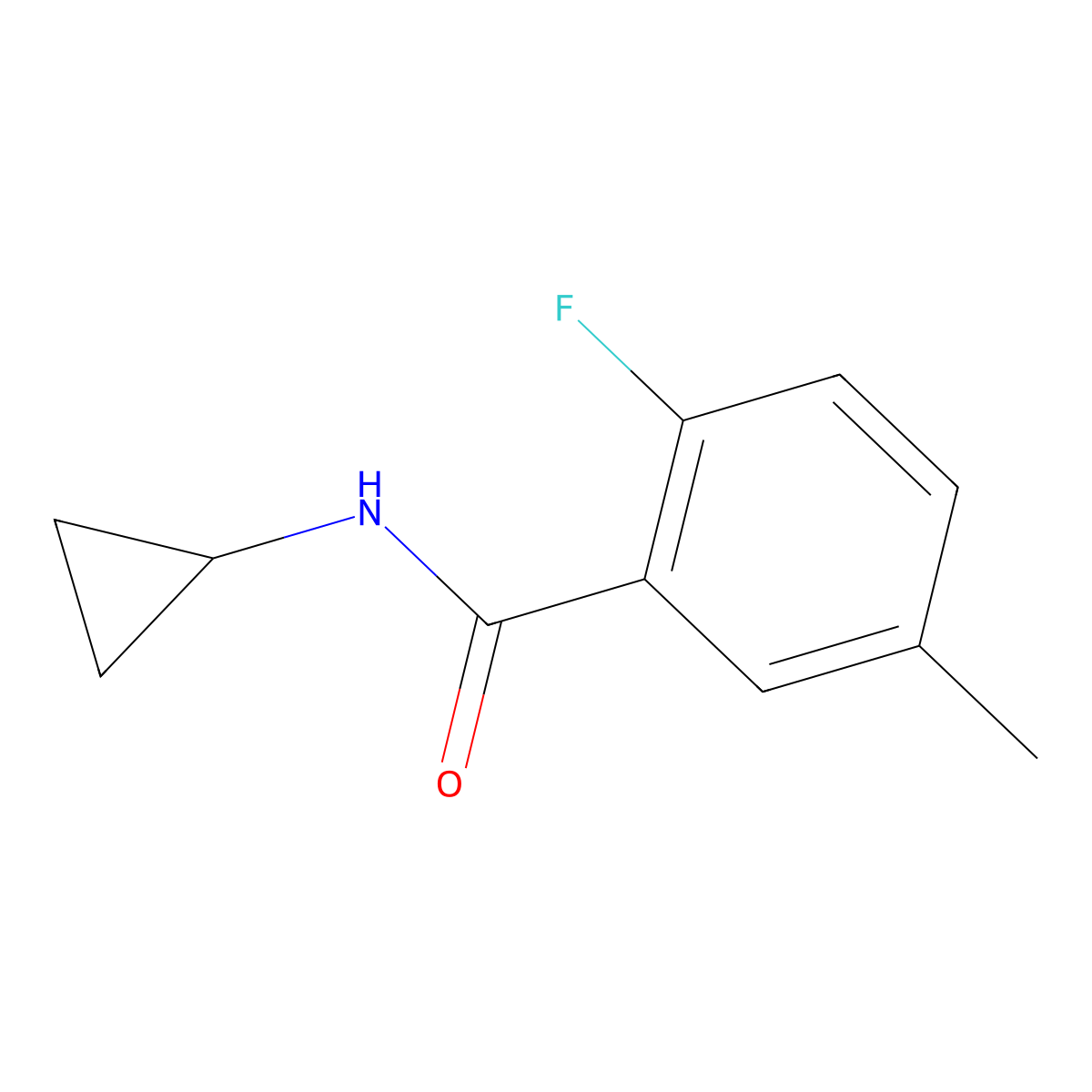 N-cyclopropyl-2-fluoro-5-methylbenzamide molecular structure, CAS 1250028-90-0