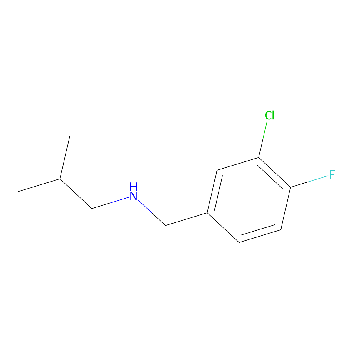 [(3-Chloro-4-fluorophenyl)methyl](2-methylpropyl)amine molecular structure, CAS 1250029-96-9