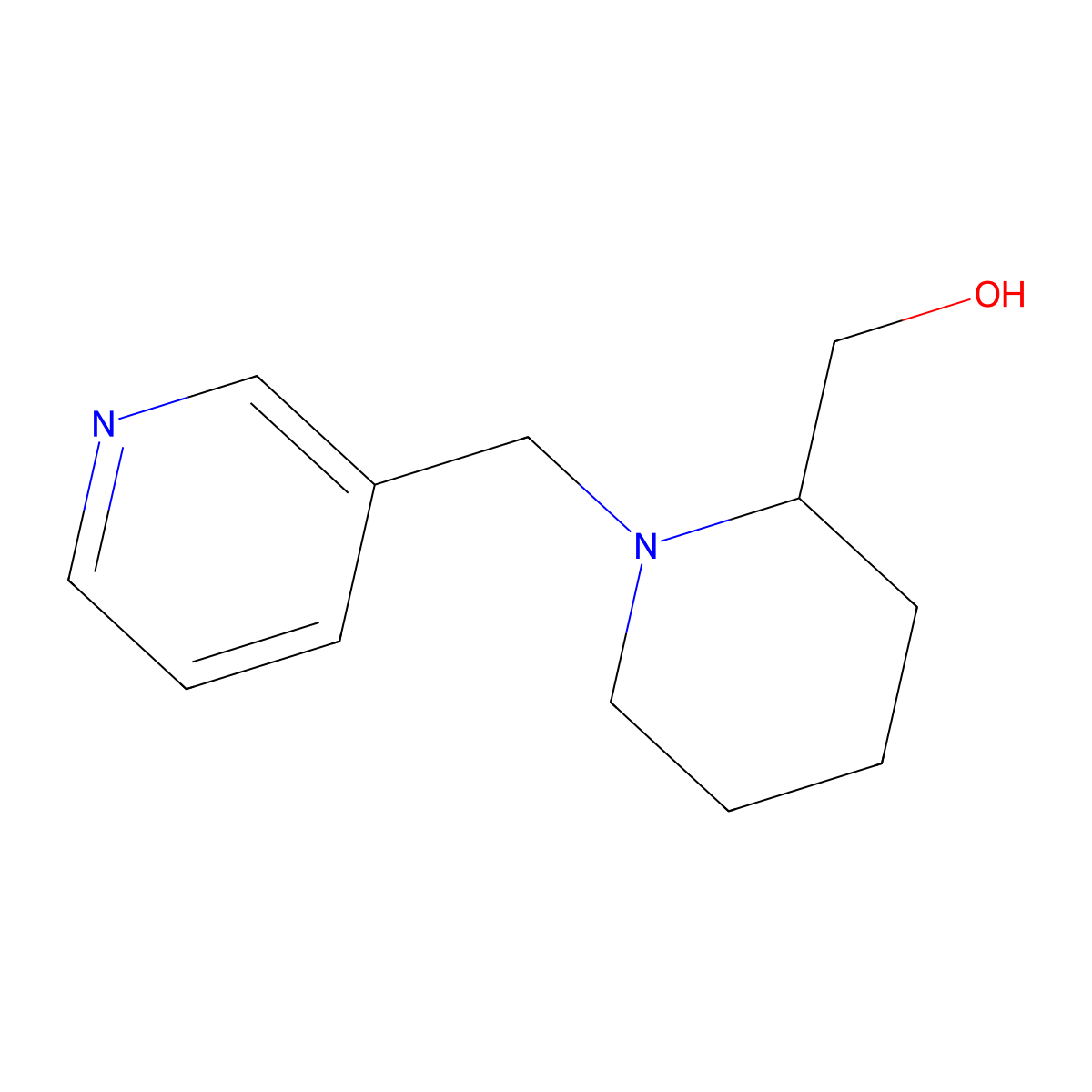 (1-(Pyridin-3-ylmethyl)piperidin-2-yl)methanol molecular structure, CAS 1250030-80-8