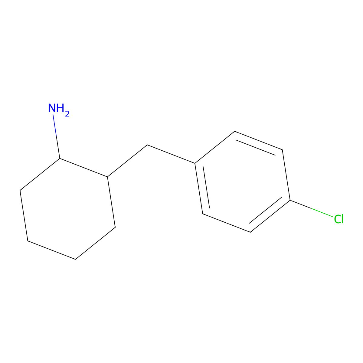 2-[(4-Chlorophenyl)methyl]cyclohexan-1-amine molecular structure, CAS 1250031-09-4