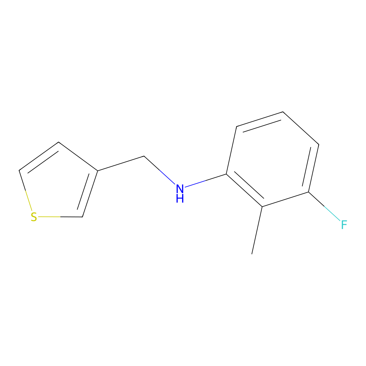 3-fluoro-2-methyl-N-(thiophen-3-ylmethyl)aniline molecular structure, CAS 1250031-83-4