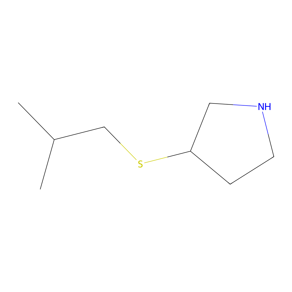 3-[(2-Methylpropyl)sulfanyl]pyrrolidine molecular structure, CAS 1250032-19-9