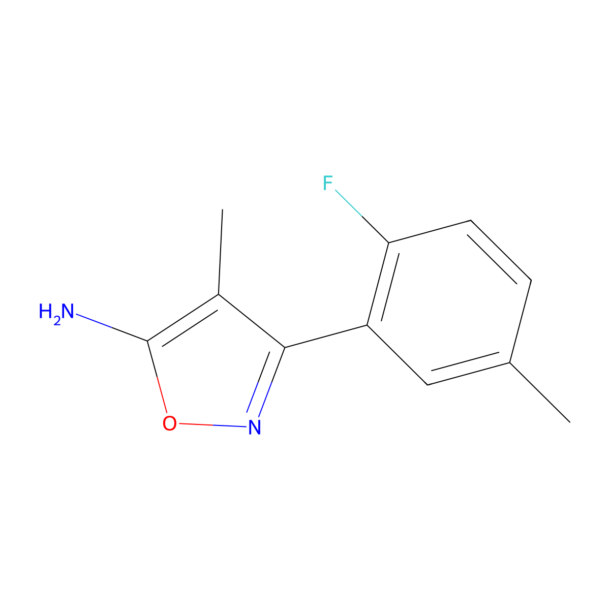 3-(2-Fluoro-5-methylphenyl)-4-methyl-1,2-oxazol-5-amine molecular structure, CAS 1250034-13-9