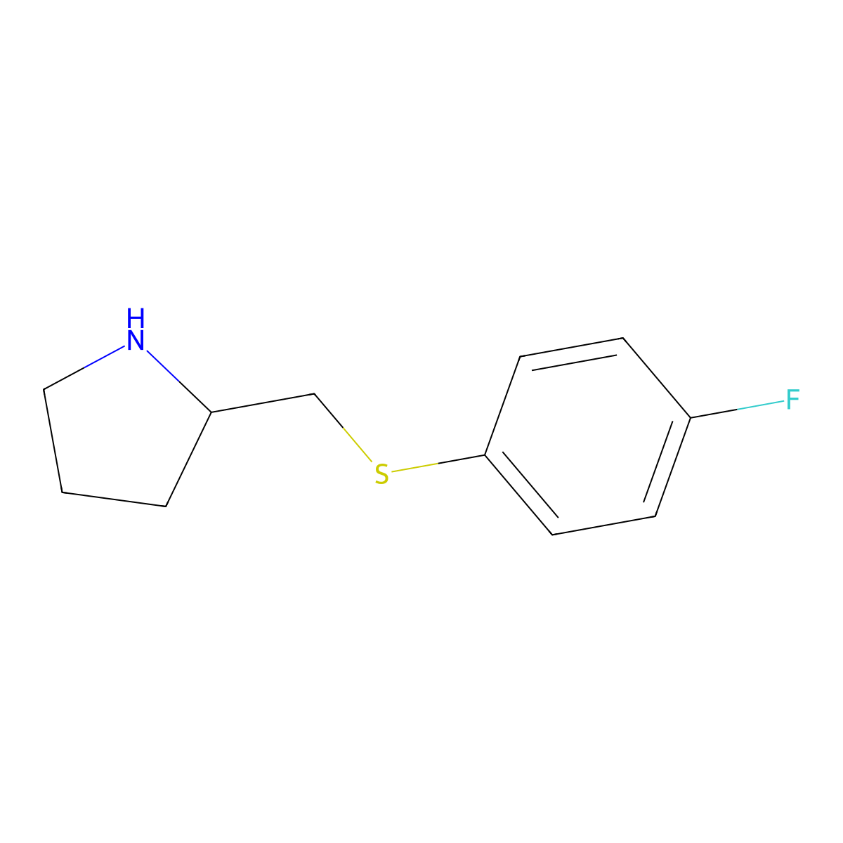 2-{[(4-Fluorophenyl)sulfanyl]methyl}pyrrolidine molecular structure, CAS 1250035-93-8
