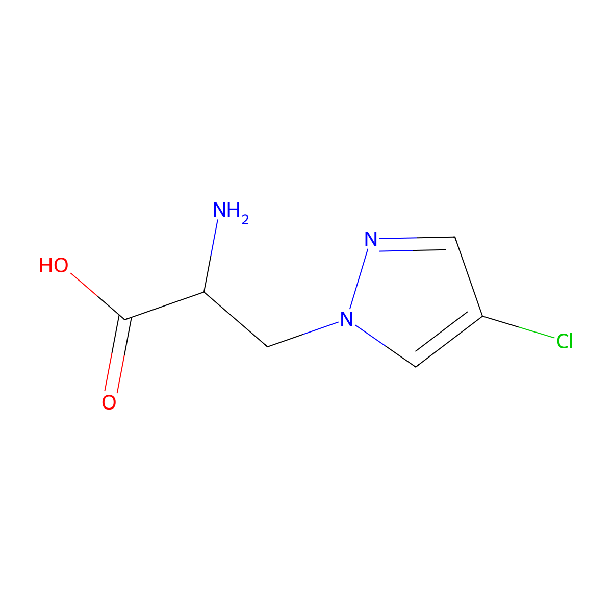 2-amino-3-(4-chloro-1H-pyrazol-1-yl)propanoic acid molecular structure, CAS 1250036-06-6