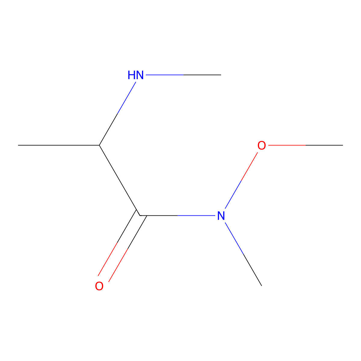 N-methoxy-N-methyl-2-(methylamino)propanamide molecular structure, CAS 1250036-73-7