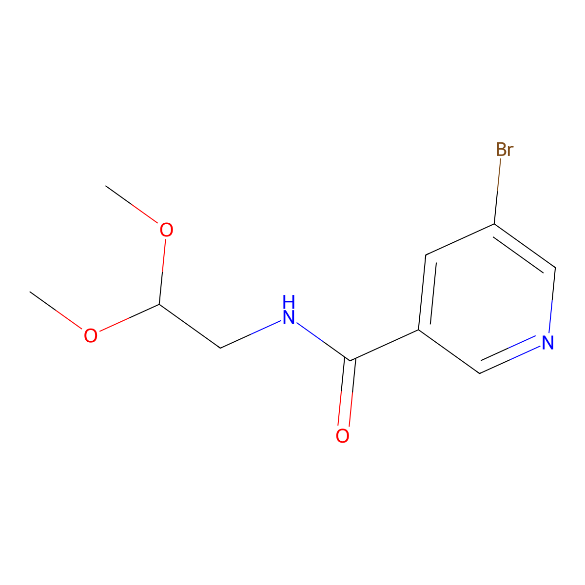 5-bromo-N-(2,2-dimethoxyethyl)nicotinamide molecular structure, CAS 1250036-97-5
